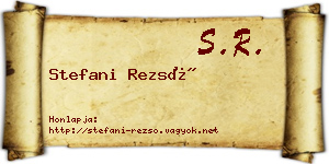 Stefani Rezső névjegykártya